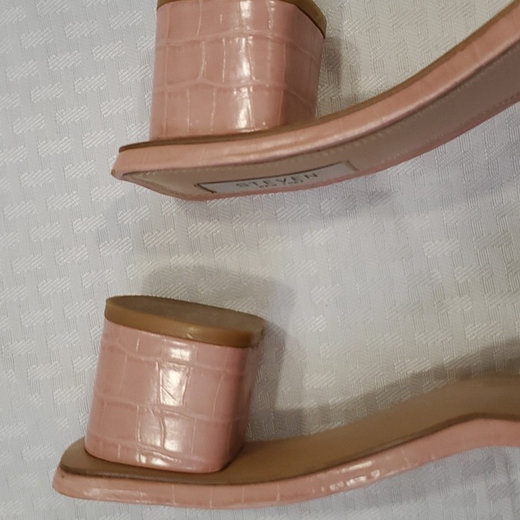Steven by Steve madden open toe pink  croc embossed leather sandals size 9.5 - Picture 5 of 12
